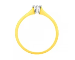Pierścionek z żółtego i białego złota z brylantem - 0,02 ct - próba 585
