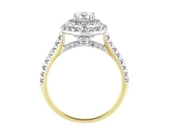 Pierścionek z żółtego i białego złota z brylantami - SI2/H - 1,03 ct - próba 585