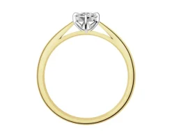 Pierścionek z żółtego i białego złota z brylantem - 0,08 ct - próba 585