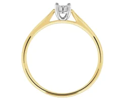 Pierścionek z żółtego i białego złota z brylantem - 0,05 ct - próba 750