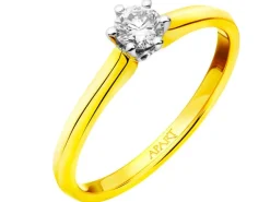 Pierścionek z żółtego i białego złota z brylantem - SI2/H-I - 0,23 ct - próba 585