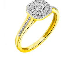 Pierścionek z żółtego i białego złota z diamentami - 0,19 ct - próba 585