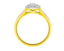 Pierścionek z żółtego i białego złota z diamentami - 0,19 ct - próba 585
