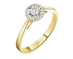 Pierścionek z żółtego i białego złota z brylantami - serce - 0,20 ct - próba 585