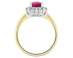 Pierścionek z żółtego i białego złota z brylantami i rubinem - próba 585