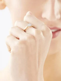 Pierścionek z żółtego i białego złota z diamentami - 0,05 ct - próba 375