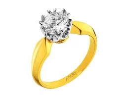 Pierścionek z żółtego i białego złota z brylantem - SI2/H - 1,00 ct - próba 585