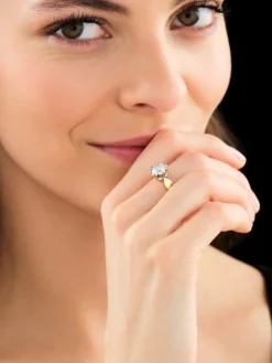 Pierścionek z żółtego i białego złota z brylantem - SI1/H - 1,50 ct - próba 750