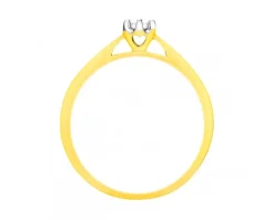 Pierścionek z żółtego i białego złota z brylantem - serce - 0,02 ct - próba 375