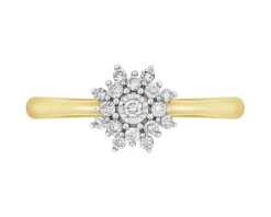 Pierścionek z żółtego i białego złota z brylantami - 0,15 ct - próba 585