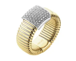 Pierścionek z żółtego i białego złota z brylantami - 0,51 ct - próba 750