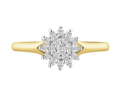 Pierścionek z żółtego i białego złota z brylantami - 0,15 ct - próba 585