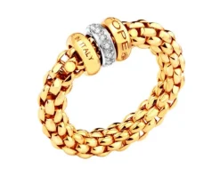 Pierścionek z żółtego i białego złota z brylantami - 0,10 ct - próba 750