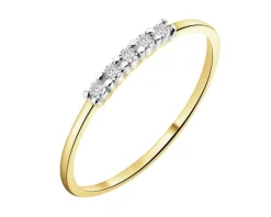 Pierścionek z żółtego i białego złota z diamentami - 0,02 ct - próba 585