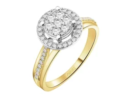 Pierścionek z żółtego i białego złota z brylantami - 0,43 ct - próba 585