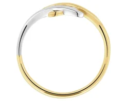 Pierścionek z żółtego i białego złota z brylantami - 0,07 ct - próba 585
