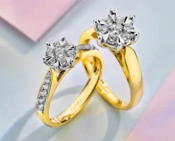 Pierścionek z żółtego i białego złota z brylantami - 0,25 ct - próba 585