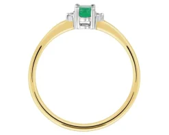 Pierścionek z żółtego i białego złota z brylantami i szmaragdem - próba 585