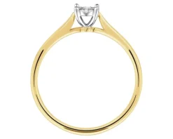 Pierścionek z żółtego i białego złota z diamentami - 0,07 ct - próba 375