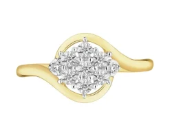 Pierścionek z żółtego i białego złota z brylantami - 0,05 ct - próba 375