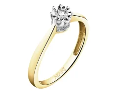 Pierścionek z żółtego i białego złota z brylantami - 0,13 ct - próba 585