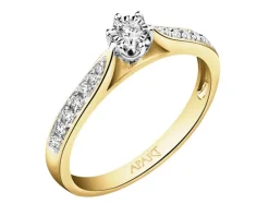 Pierścionek z żółtego i białego złota z brylantami - 0,20 ct - próba 585