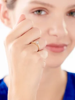 Pierścionek z żółtego i białego złota z brylantami - 0,20 ct - próba 585