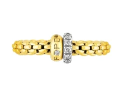 Pierścionek z żółtego i białego złota z brylantami - 0,17 ct - próba 750