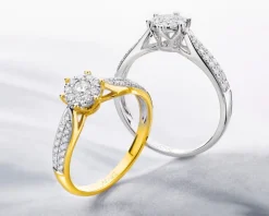 Pierścionek z żółtego i białego złota z brylantami - 0,55 ct - próba 585