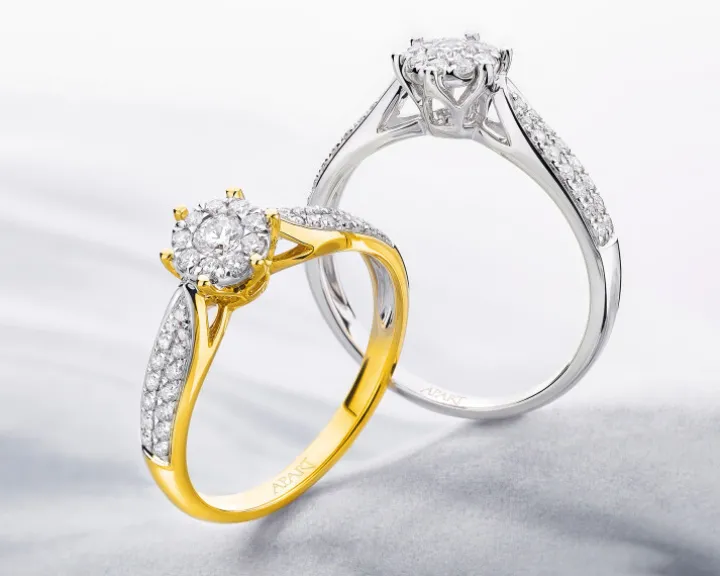 Pierścionek z żółtego i białego złota z brylantami - 0,55 ct - próba 585