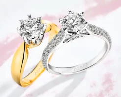 Pierścionek z żółtego i białego złota z brylantem - SI2/H - 0,37 ct - próba 585