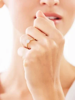 Pierścionek z żółtego i białego złota z diamentami - 0,11 ct - próba 585