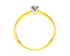 Pierścionek z żółtego i białego złota z brylantem - 0,06 ct - próba 585