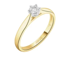 Pierścionek z żółtego i białego złota z brylantami - 0,06 ct - próba 585