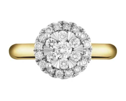 Pierścionek z żółtego i białego złota z brylantami - 0,52 ct - próba 585