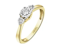 Pierścionek z żółtego i białego złota z brylantami - 0,12 ct - próba 585