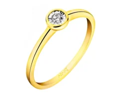 Pierścionek z żółtego i białego złota z brylantem - 0,05 ct - próba 585