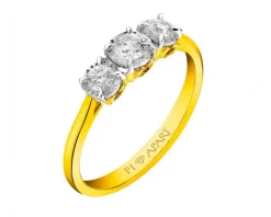 Pierścionek z żółtego i białego złota z brylantami - serca - 0,28 ct - próba 585