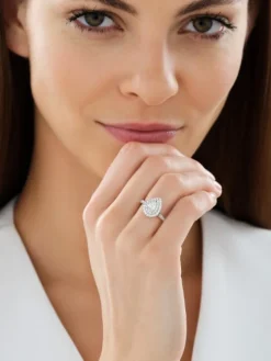 Pierścionek z żółtego i białego złota z diamentami - SI1/H - 1,00 ct - próba 585