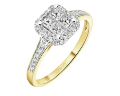 Pierścionek z żółtego i białego złota z diamentami - 0,50 ct - próba 585