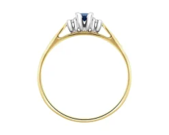 Pierścionek z żółtego i białego złota z brylantami i szafirem - próba 585