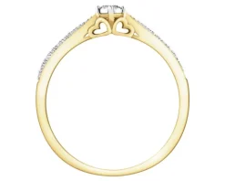 Pierścionek z żółtego i białego złota z diamentami - 0,15 ct - próba 585