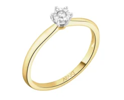 Pierścionek z żółtego i białego złota z brylantem - 0,02 ct - próba 375