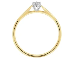 Pierścionek z żółtego i białego złota z brylantem - 0,03 ct - próba 585