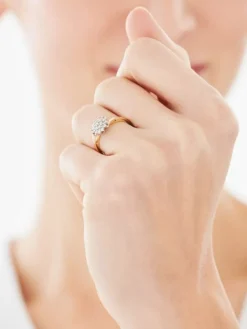 Pierścionek z żółtego i białego złota z brylantami - 0,25 ct - próba 585