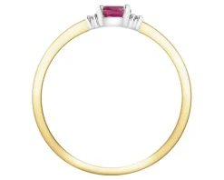 Pierścionek z żółtego i białego złota z diamentami i rubinem - próba 375