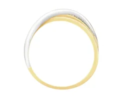 Pierścionek z żółtego i białego złota z brylantami - 0,06 ct - próba 585