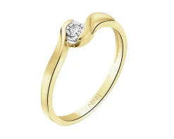 Pierścionek z żółtego i białego złota z brylantem - 0,02 ct - próba 585