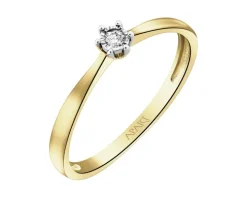 Pierścionek z żółtego i białego złota z brylantem - 0,02 ct - próba 585