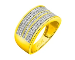 Pierścionek z żółtego złota z diamentami - 0,30 ct - próba 585